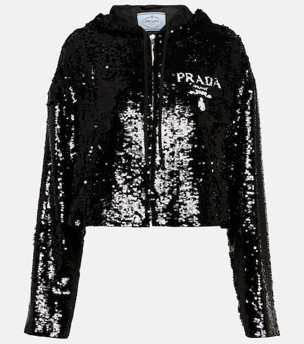 Veste à capuche en soie à sequins - Prada - Modalova