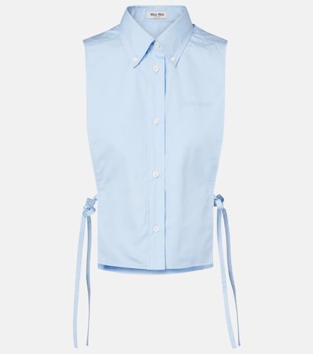 Chemise cropped en popeline de coton à découpes - Miu Miu - Modalova