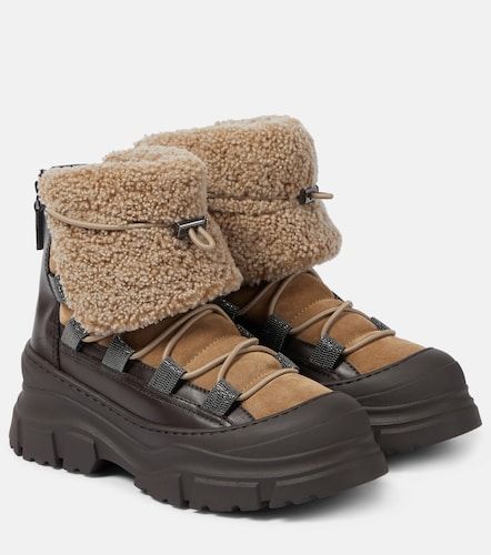 Bottines en daim doublées de peau lainée - Brunello Cucinelli - Modalova