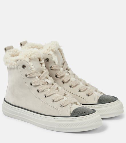 Baskets en daim et shearling - Brunello Cucinelli - Modalova