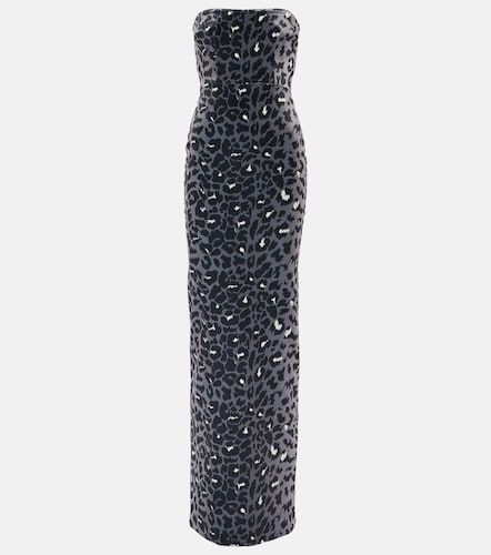 Robe bustier en velours à imprimé léopard - Alex Perry - Modalova