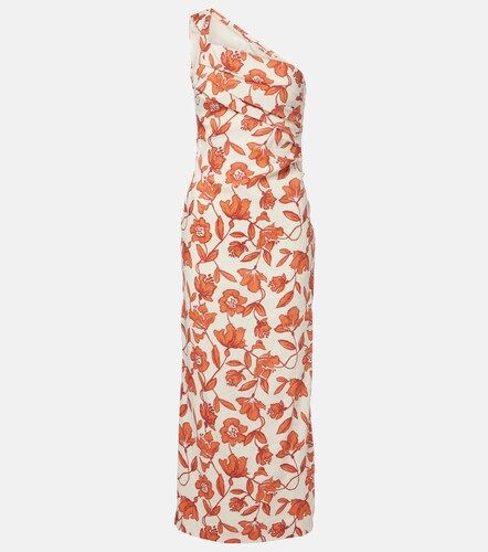 Robe midi asymétrique Chloe en lin mélangé à motif floral - SIR - Modalova