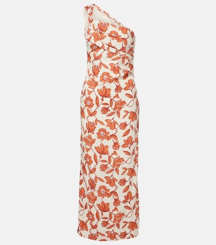 Robe midi asymétrique Chloe en lin mélangé à motif floral - SIR - Modalova