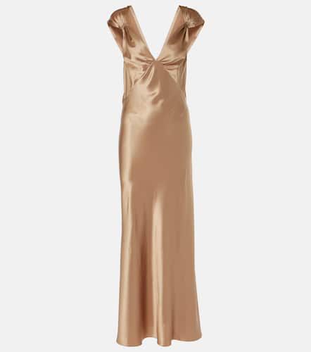 Robe longue en satin de soie - Saint Laurent - Modalova