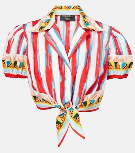 Chemise cropped en coton à rayures - Dolce&Gabbana - Modalova