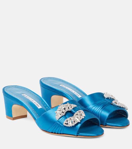 Mules Prinap 50 en satin à ornements - Manolo Blahnik - Modalova