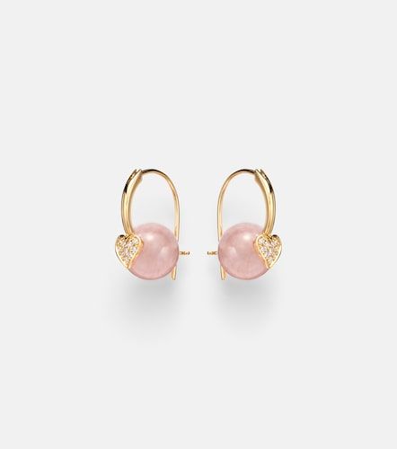 Boucles d’oreilles en or 14 ct (585/1000) avec diamants et morganites - Sydney Evan - Modalova