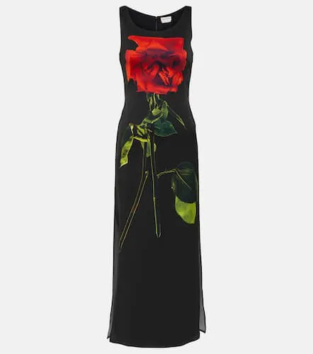 Robe longue Floral en satin de soie - Alexander McQueen - Modalova
