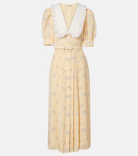 Robe chemise en soie à fleurs - Alessandra Rich - Modalova