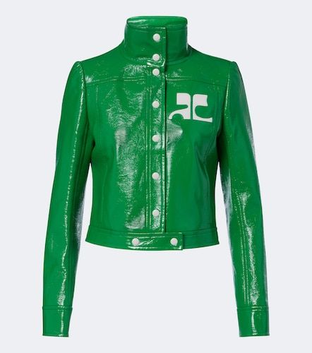 Courrèges Veste courte en vinyle à logo - Courreges - Modalova
