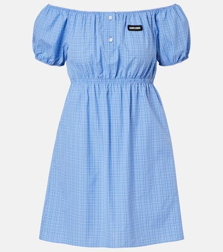 Robe en popeline de coton à carreaux - Miu Miu - Modalova