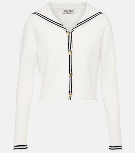 Cardigan rayé en coton mélangé - Miu Miu - Modalova