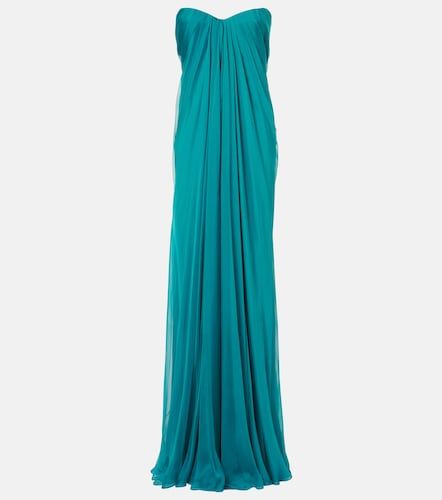 McQueen Robe longue bustier en soie - McQueen - Modalova