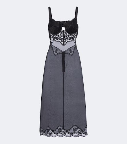 Robe midi en soie, coton et dentelle - Dolce&Gabbana - Modalova