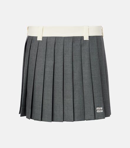 Mini-jupe Grisaille en laine - Miu Miu - Modalova