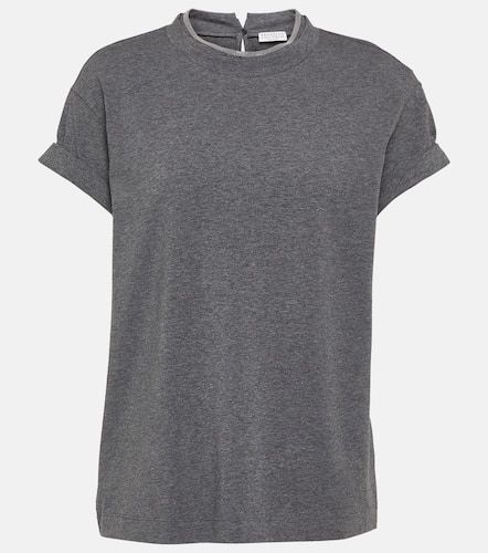 T-shirt en coton mélangé à ornements - Brunello Cucinelli - Modalova