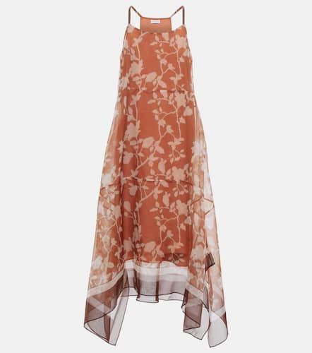 Robe midi en soie à fleurs - Brunello Cucinelli - Modalova