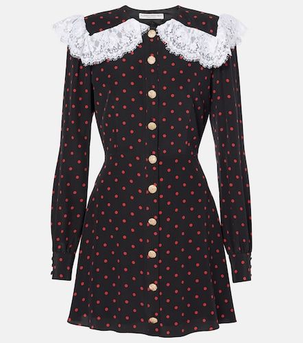 Robe en soie et dentelle à pois - Alessandra Rich - Modalova