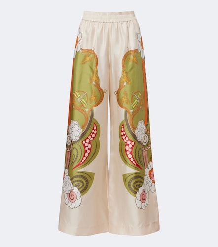 Pantalon palazzo en soie à fleurs - La DoubleJ - Modalova