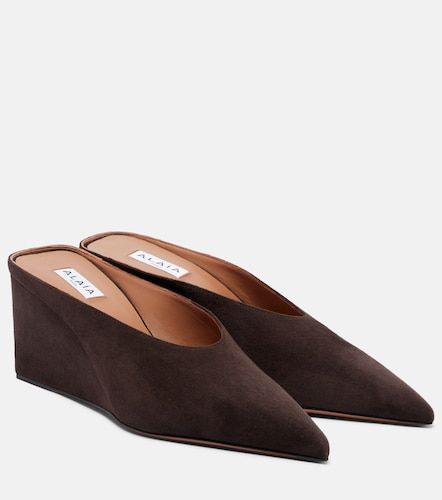 Alaïa Mules compensées Cube en daim - Alaia - Modalova