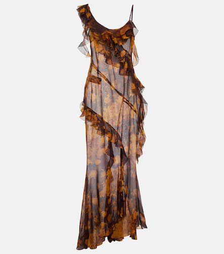 Robe longue en soie à fleurs - Alessandra Rich - Modalova