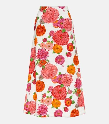 Jupe midi A-Long en coton à fleurs - La DoubleJ - Modalova