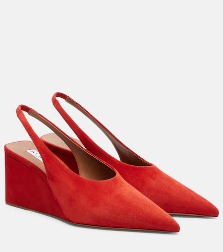Alaïa Escarpins slingback Cube compensés en daim - Alaia - Modalova
