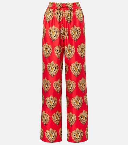 Pantalon palazzo imprimé à taille haute en soie - Dolce&Gabbana - Modalova