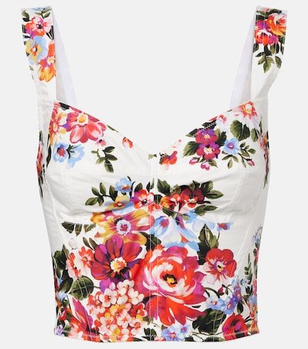 Top en coton mélangé à fleurs - Dolce&Gabbana - Modalova