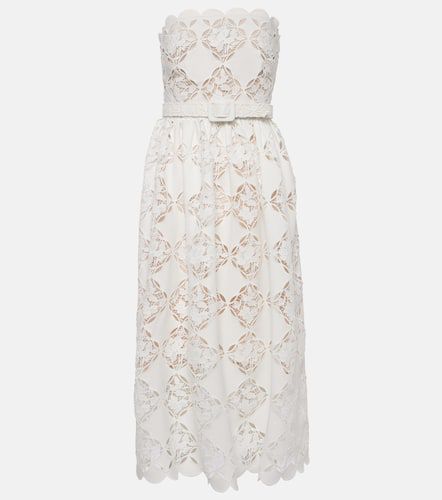 Robe midi bustier en guipure - Oscar de la Renta - Modalova