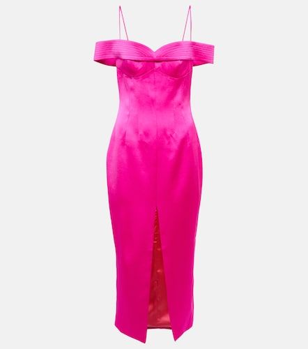 Robe midi en satin à encolure bardot - Rasario - Modalova