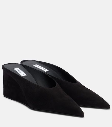 Alaïa Mules compensées Cube 75 en daim - Alaia - Modalova