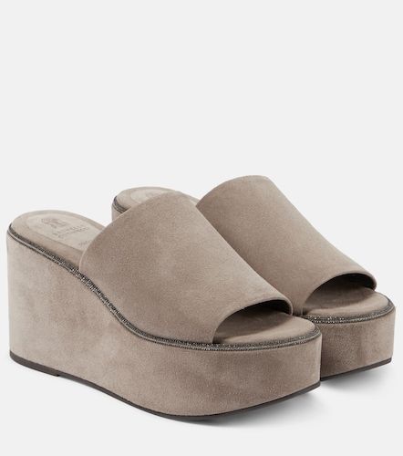 Mules à plateau en daim - Brunello Cucinelli - Modalova