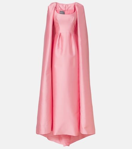 Robe longue en mikado à cape - Monique Lhuillier - Modalova