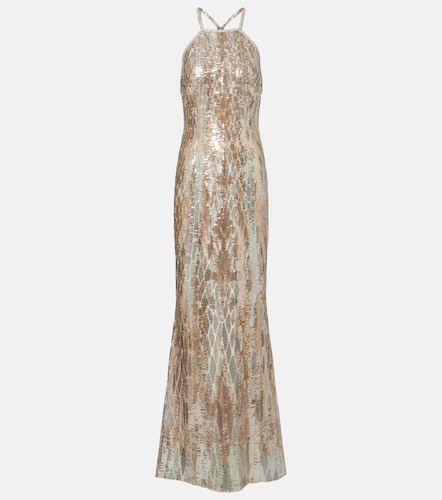 Robe longue en soie mélangée à sequins - Elie Saab - Modalova