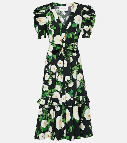 Robe midi en coton mélangé à fleurs - Carolina Herrera - Modalova