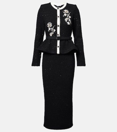 Robe midi en tweed à fleurs et sequins - Self-Portrait - Modalova