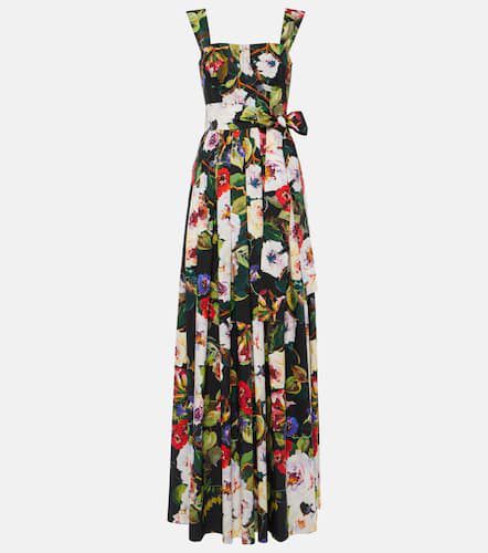 Robe longue en coton à fleurs - Dolce&Gabbana - Modalova