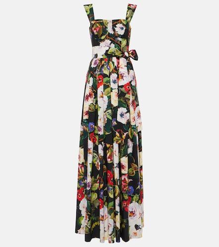 Robe longue en coton à imprimé floral - Dolce&Gabbana - Modalova