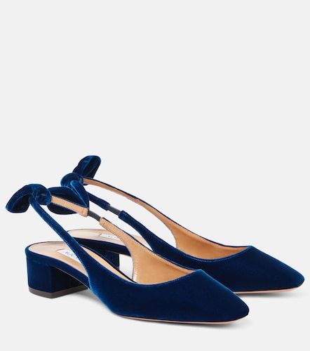 Escarpins slingback Very Bow Tie 35 en velours - Aquazzura - Modalova