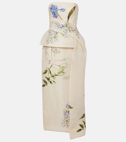 Robe de cocktail en soie à fleurs - Monique Lhuillier - Modalova