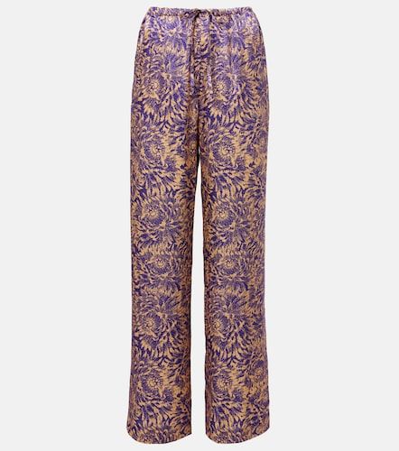 Pantalon ample en satin de soie à fleurs - Dries Van Noten - Modalova