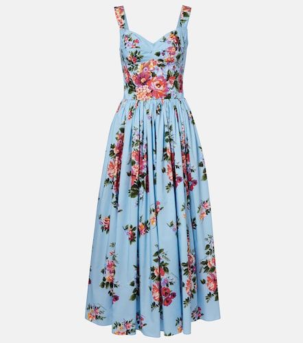 Robe longue en coton à fleurs - Dolce&Gabbana - Modalova