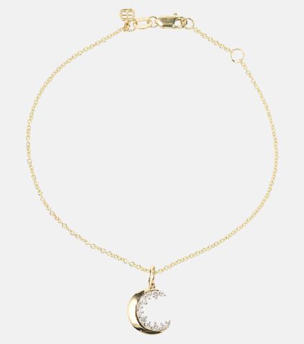 Collier chaîne Crescent Moon en or et or blanc 14 ct et diamants - Sydney Evan - Modalova