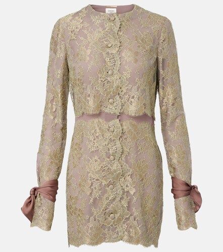Robe en dentelle à finitions en soie - Saint Laurent - Modalova