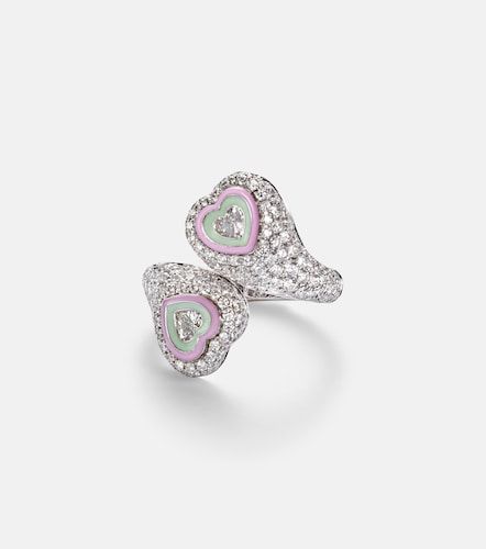 Bague Gemini Heart en or blanc 18 ct, émail et diamants - Kamyen - Modalova