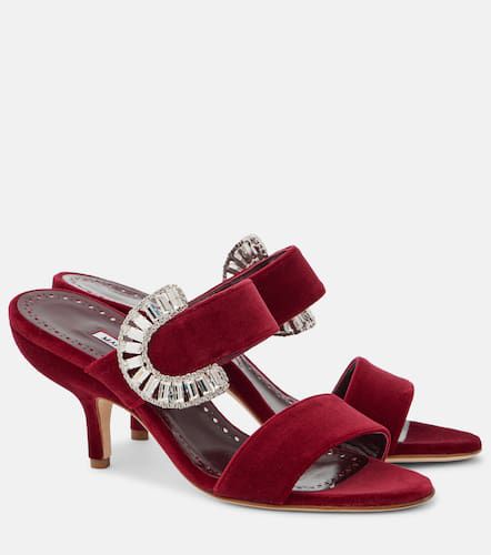 Mules Mermonia en velours à ornements - Manolo Blahnik - Modalova