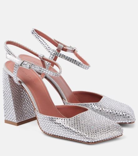 Escarpins Charlotte Crystal 95 en satin - Amina Muaddi - Modalova