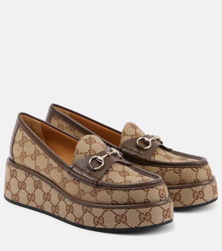 Mocassins Horsebit à plateforme en toile GG - Gucci - Modalova