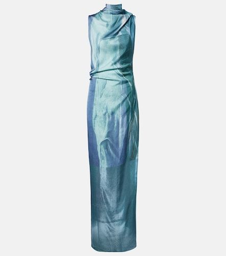 Robe longue imprimée en satin - Jean Paul Gaultier - Modalova